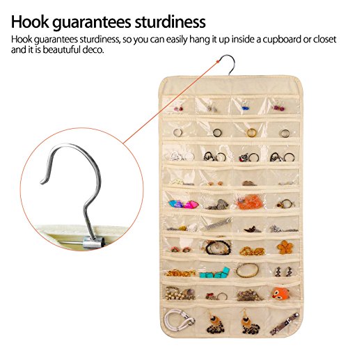 ComboCube Beige 80 Pockets Hanging Jewelry Organizer - Thumbnail 4