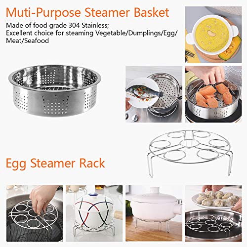 Delicacy Instant Pot Accessories Set Compatible with 5,6,8Qt - 7 PCS Pressure Cooker Accessories with Steamer Baskets,Non-stick Springform Pan,Egg Rack,Egg Bites Mold,Kitchen Tong, Dish Clip,Oven Mitt
