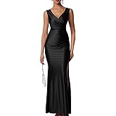 Memoriesea Women's Sexy Sleeveless V Neck High Split Evening Cocktail Maxi Dress