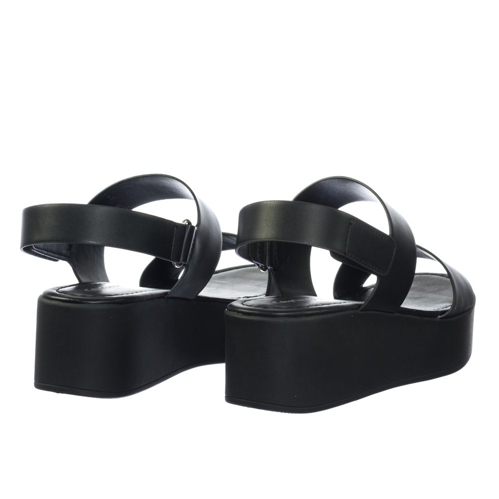 City Classified Flatform Hook & Loop Sandal w Thick Platform & Sling Back Black - Image 5