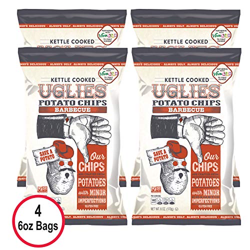 UGLIES 4 Pack Kettle Cooked Barbecue Potato Chips Gluten Free, Kosher
