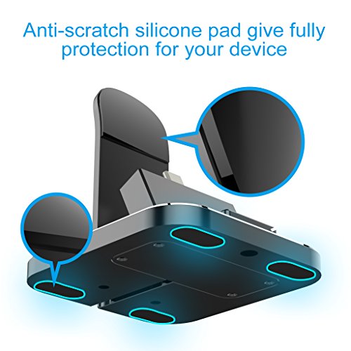 Cell Phone Charger Dock, XUNMEJ Universal Desktop Charging Stand Station for All Android Smartphone Samsung, iPhone X 8 7 6 Plus with Cable for Micro USB Type-C Apple iOS -Black