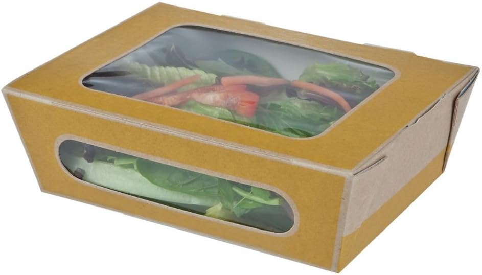 Gold Paper Medium Salad Box - 6 1/4"L x 4 3/4"W x 2"H