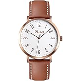 TOOCAT Fashion Women Wrist Watch, Lady Simple Leather Quartz Watches Ultra-Thin Waterproof Analog Watches for Females Student