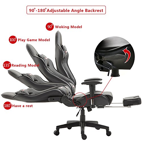Storm-Racer-da-ufficio-relax-con-sedile-sportivo-Larga-Sedia-ergonomiche-da-alta-sportiva-con-supporto-lombare-e-poggiapiedi-regolabile-nero