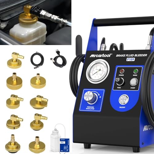PLAYOCCAR Car Brake Bleeding Device; Electric Pulsating Automatic Brake Bleeding Set; 220 V Brake Fluid Changer with 9 Master Brake Cylinder Adapters and 1 Waste Oil Container
