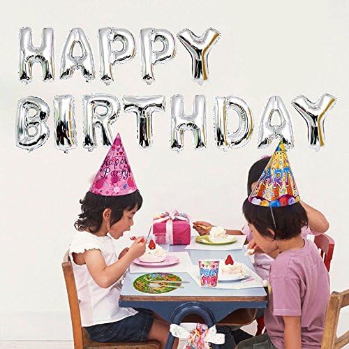 16" 13Pcs "HAPPY BIRTHDAY" Letters Foil Balloons For Birthday Party Decoration (Silver)