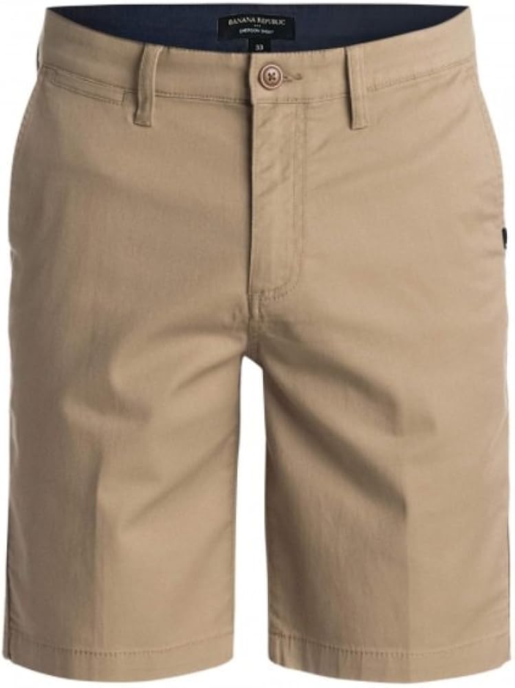 BANANA REPUBLIC Mens Emerson Classic Fit Flat Front Chino Shorts (Khaki