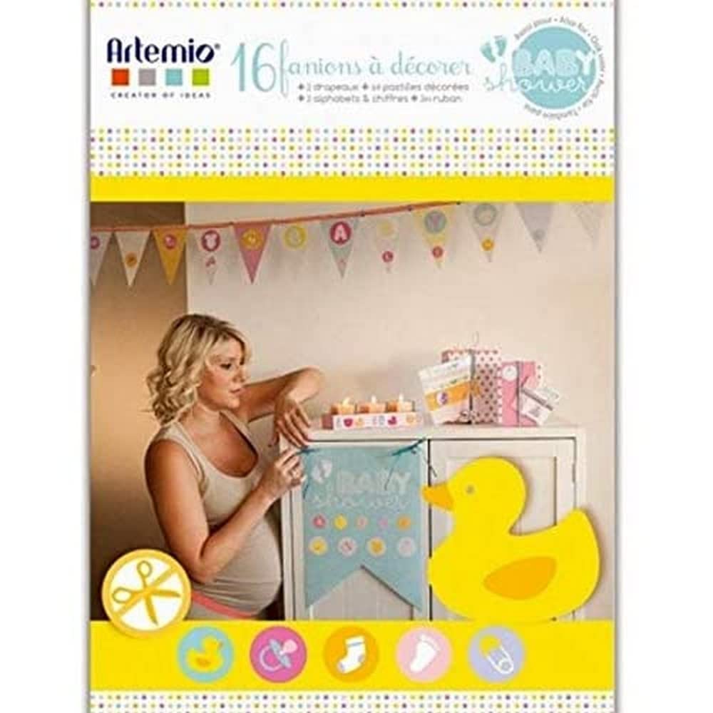 Artemio 14030058 Baby Shower Kit-16 A3 Pennants To Decorate