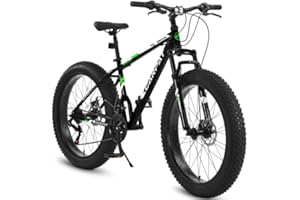 thctvous 26 Inch Fat Tires Mountain Bike, 21-Speed All Terrain Bicycle with Disc Brakes & 4" Wide Fat Tire, City Snow Beach for Adults and Teenagers, Men's and Women's Mountain Bikes