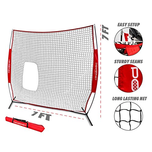 image for PowerNet 7x7 ft Pitch-Thru Protection Screen for Softball | 49 sqft Ba