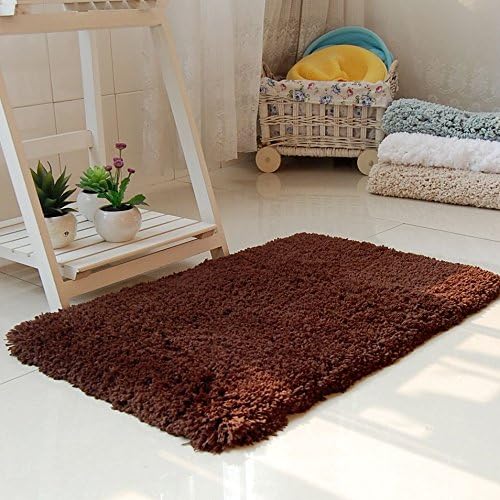 MustHome Non Slip Bath Rug 18"x28" Thickness 1.5" Non-slip Bottom Soft/Comfortable/absorbent Bathroom Doormat (Dark Brown)