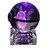 S-SO 3D Pikachu Pokeball Elf Crystal ball Night Bedroom LED color changing desk table light lamp