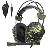 SA921Plus 3.5mm Wired Over Ear Stereo Gaming Headset Headband Headphones with Mic 50mm HiFi Speakers Noise Reduction for PC/ MAC/ PS4/ PSP/ Playstation Vita/ 3DS/ Switch/ Mobile Phones/ Tablets