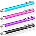 Dimples Excel New Generation 4 x 5.5 14cm Stylus Pens with Ultra Slim 6mm Micro-Knit Hybrid Fiber Tip + 4 x Replacement Tips(4pcs - Aqua Blue/Black/Pure/Hot Pink)