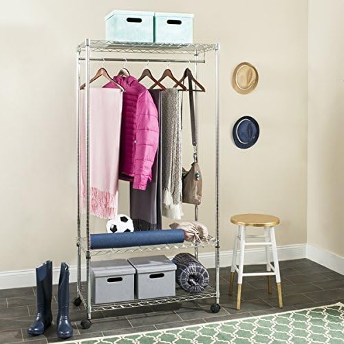 Safavieh Happimess Gordon 3 Tier Heavy Duty Commercial Chrome Wire Garment Rack