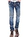 MAGE MALE Men'/s Ripped Biker Jeans Slim Fit Straight Destroyed Trousers With Zipper Deck Blue 28 W