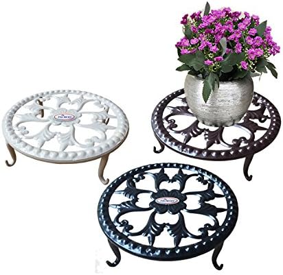 Palmery Wrought Iron Plants Stand Sturdy Flower Pot Supporting Olde Metal / Iron Art , 9.5 inch, Flowerpot Holder for Indoor Outdoor Garden Studios Pack of 3 Colors,Black, White& Brown (2.5 inch)
