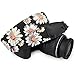 Wolven Pattern Canvas Camera Neck Shoulder Strap Belt Compatible with All DSLR/SLR/Men/Women etc, Black White Flower Floral