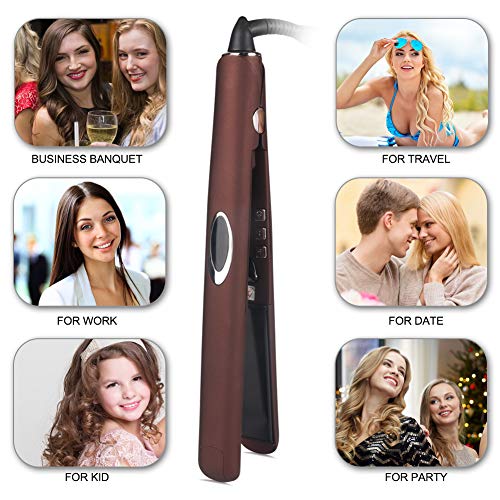 Hair Straightener - VIVK Flat Iron 1 Inch 3D Floating Plates & LCD Screen,Adjustable Temperature and Anion Generator Suitable for All Hair Types(Coffee)