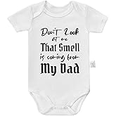 Qixiaccvk Don't Look At Me That Smell is Coming from My Dad Bodysuit, Newborn Clothes, Cute Boys Girls Short Sleeve Jumpsuit