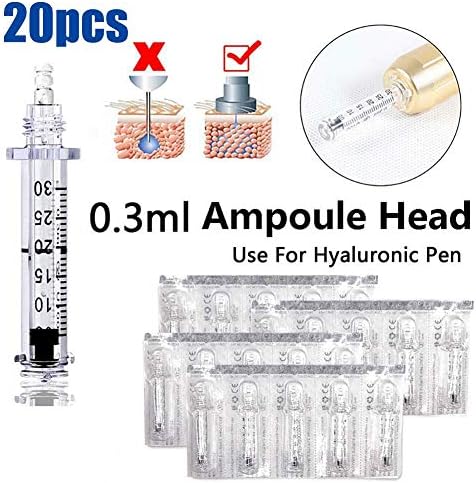 HHYGR Ampoule Head 0.3Ml Replacement Hyaluron Pen Accessories for Hyaluronic Injection Pen Wrinkle Removal High Pressure Hyaluronic Density Atomizer,20Pcs