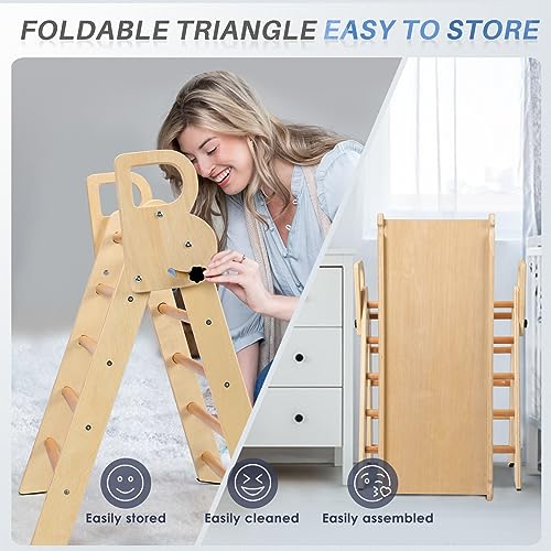 BlueWood Pikler Triangle Set for Baby Climbing Toy Indoor Playground for Kid | Montessori Learning Toy with Arch, Ramp, and Climbing Triangle | Indoor Outdoor Playground Climbing Toys for Toddlers