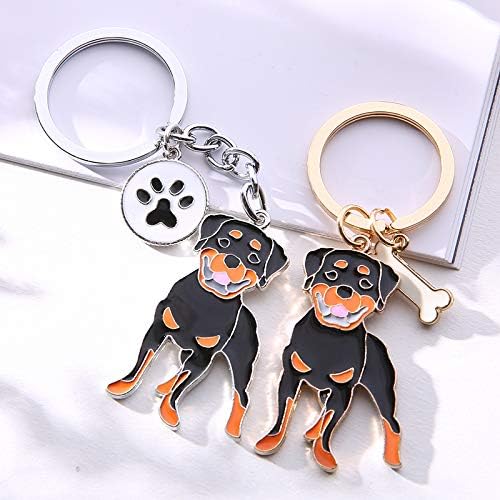 Dog Key-ring Keychain,10cm Cute Metal Dog Keychain Keyring Keyfob Bag Charm Best Birthday (Rottweiler) - Image 4