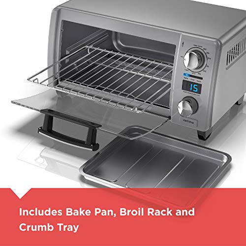 Black+Decker TOD1770G 4Slice Natural Convection Digital Toaster Oven, Silver, 15.3" x 9.8" x 7