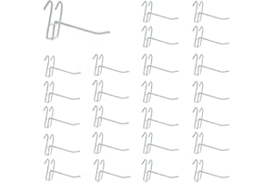 OSVJE 25 Pcs Grid Wall Hooks, Wall Mount Organizers Storage Hooks Customized Display Hangers, White 4 inch Grid Display Hangers for Retail/Craft Show Home Setup