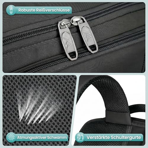 MATEIN Ryanair Hand Luggage 40 x 30 x 20 cm with Wet Compartment, 24 L Backpack, Hand Luggage, Aeroplane, Lightweight, black, Classic