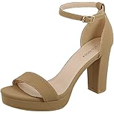 Over the Toe Strap Ankle Strap Platform High Heel Open Toe Dress Sandal, Top M Thomas-52 Tan S 8