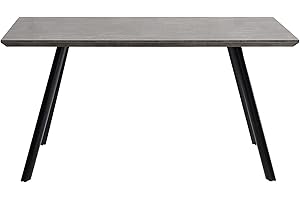 ZckyCine Modern Dining Table Set for 4 Rectangular Wood Table in Concrete Finish, Ideal for Kitchen and Dining Room