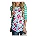 BZTT Women's 3/4 Sleeve Round Neck Striped Floral Printed Splice T-Shirts