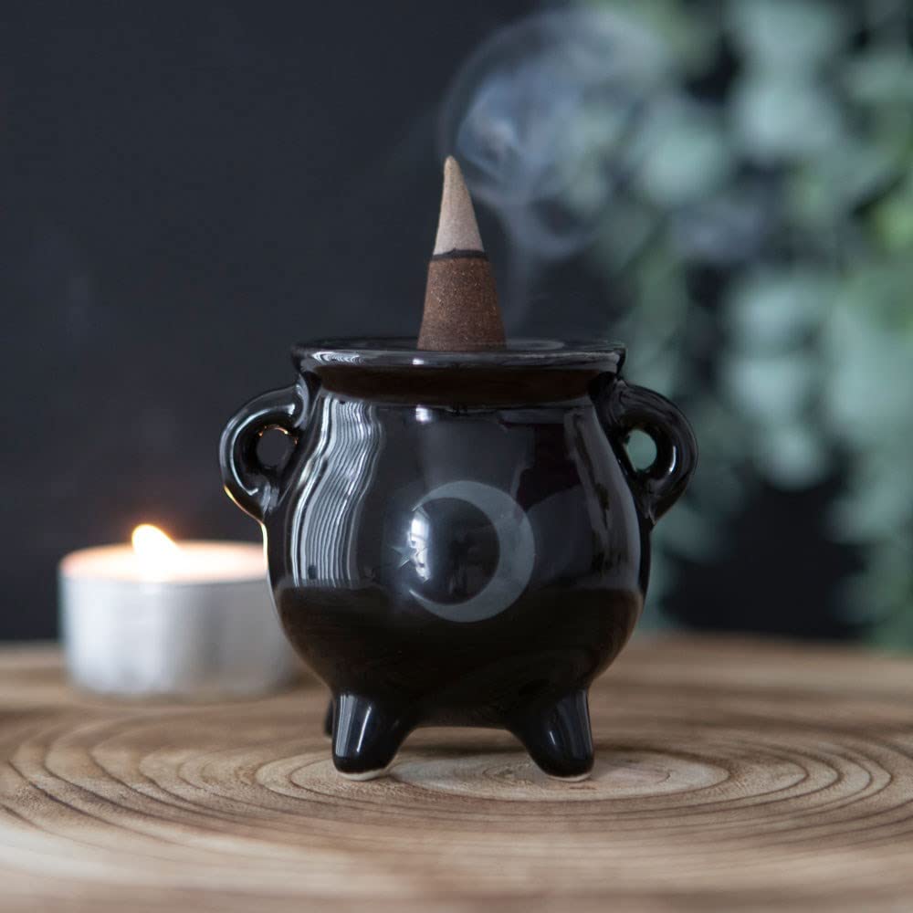 TECH ISLAND Incense Holder, Cauldron Incense Burner Holder, Ceramic for Office, Yoga, Home Decor Aromatherapy Ornament, Decoration (Mystical Moon)