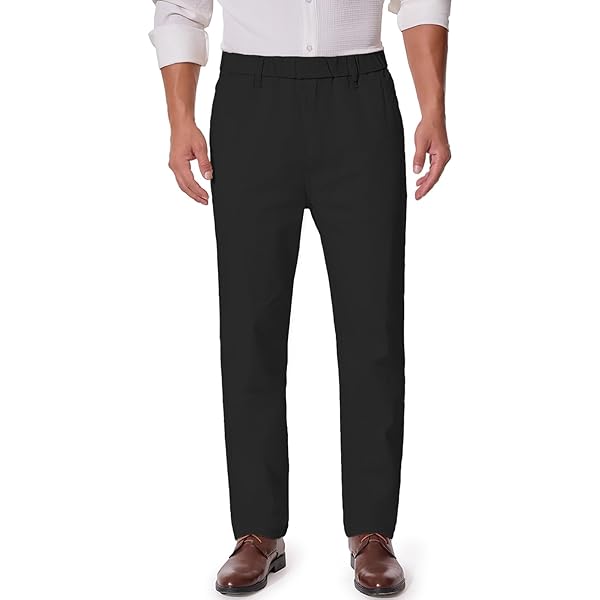 AONGSNNY Men's Cropped Chino Pants Skinny Fit Chinos Khaki