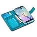 J&D Case Compatible for Galaxy S6 Edge Case, [Wallet Stand] [Slim Fit] Heavy Duty Protective Shock Resistant Flip Cover Wallet Case for Samsung Galaxy S6 Edge Wallet Case - Aqua