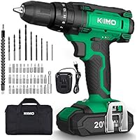 Cordless Drill Driver Kit - 20V Impact Drill Set w/2.0Ah Li-Ion Battery & Charger, 350 In-lb Torque, 0-1350RMP Variable...