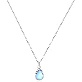 Sterling Silver Teardrop Moonstone Necklace, Tiny Gemstone Pendant, Moonstone Jewelry