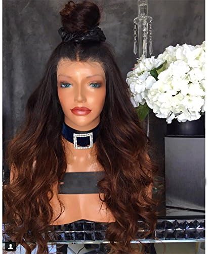 Human Hair Body Wave Wig Loose 100% Real Hair Brazilian Glueless Cap Lace Front Wigs Full lace wig 130 150 Density Ombre Color for women (22", full lace wig)