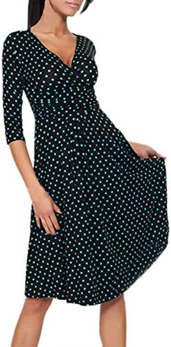 Casual Maternity V-Neck Ruched Waist Polka Dot Women's Cocktail Dress