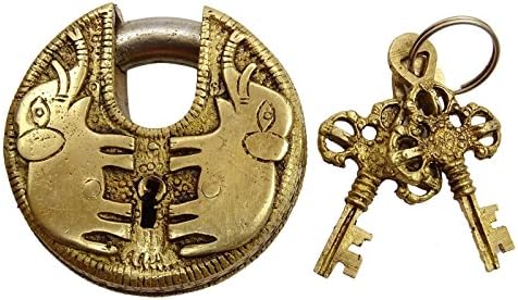 Decorative Elephant Design Brass Metal Padlock Home Security Locks With 2 Keys
