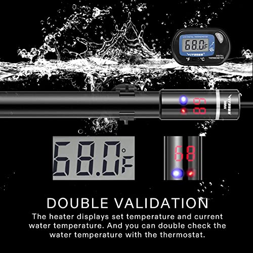 VIVOSUN Submersible Aquarium Heater with Thermometer Combination, 50W