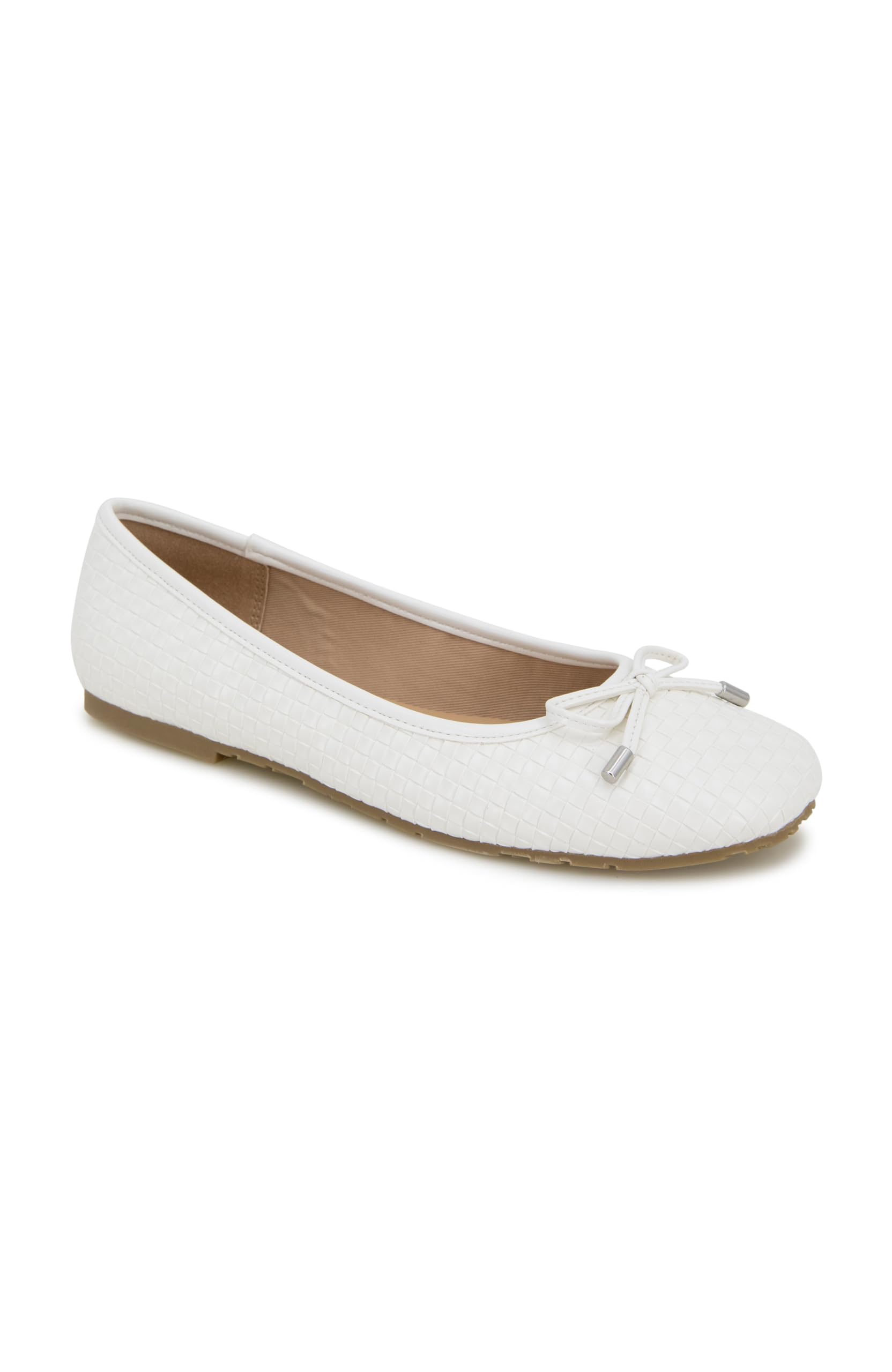 Kenneth Cole REACTION Women’s ELSTREE Ballet Flat, White Woven, 8