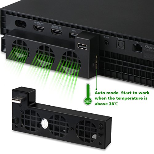DOBE Cooling Stand for XBOX ONE X, Cooler with USB External 3-Mini-Fan Super Turbo Cooling Fan with USB Port Black for comfortable with Microsoft XBOX ONE X Console