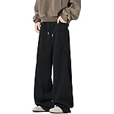 Fullneat Men's Teen Y2k Baggy Wide Leg Sweatpants Acid Wash Loose Drawstring Elastic Waist Track Pants with Pockets