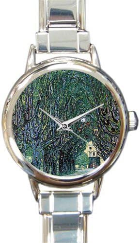 Round Italian Charm Watch Klimt Avenue in the Park Stainless Steel Women's Watch