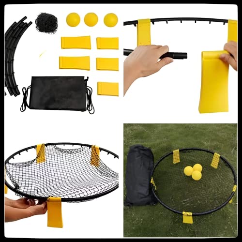 Beauenty Spikeball Game Set for Played Outdoors,Indoors,Lawn,Yard,Beach,Park,Beach Games for Boys,Girls,Teens, Adults,Family(Includes 3 Balls,Drawstring Bag and Rule Book)