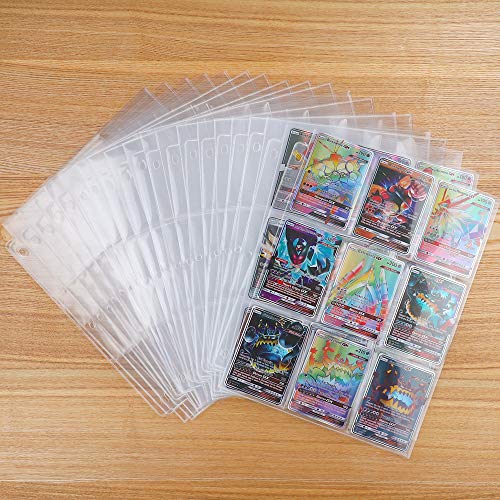 RETTACY Baseball Card Sleeves 9-Pocket,Transparent Trading Card Page Protectors 3 Ring Binder for Pokemon Trading Cards,Baseball Cards,Business Cards,30 Pack
