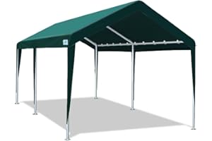 ADVANCE OUTDOOR Adjustable 10x20 ft Heavy Duty Carport Car Canopy Garage Boat Shelter Party Tent, Adjustable Height from 9.5 ft to 11 ft, Green